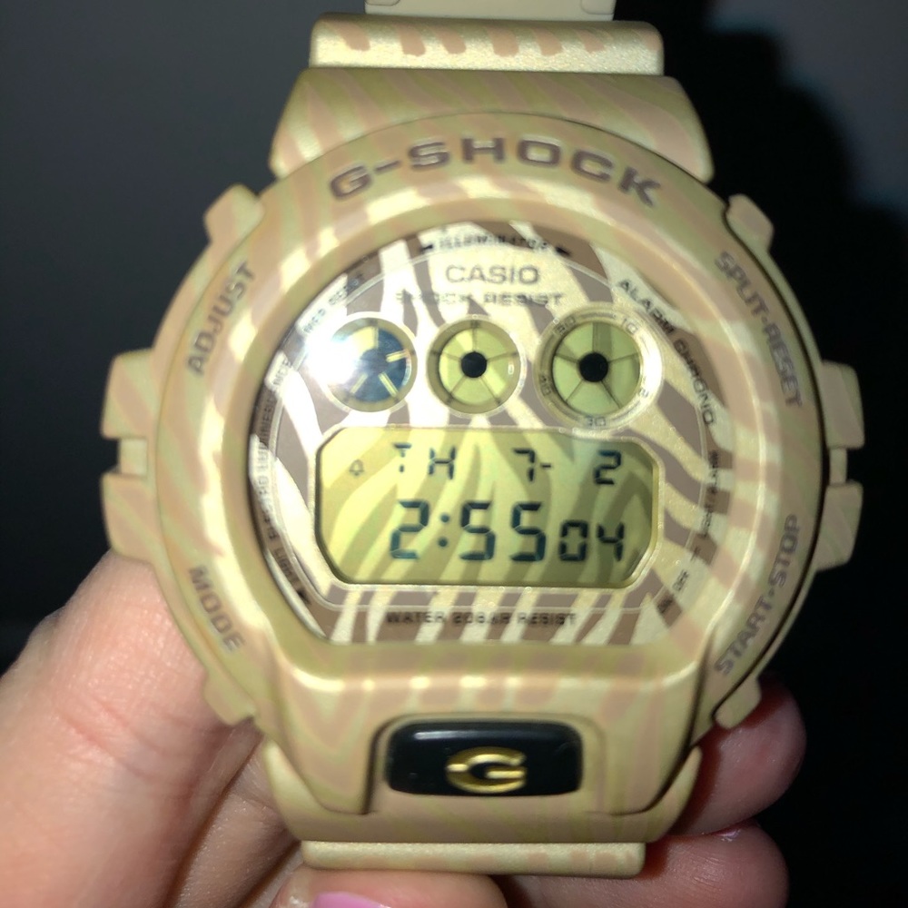 Tan Zebra Print G-Shock Watch